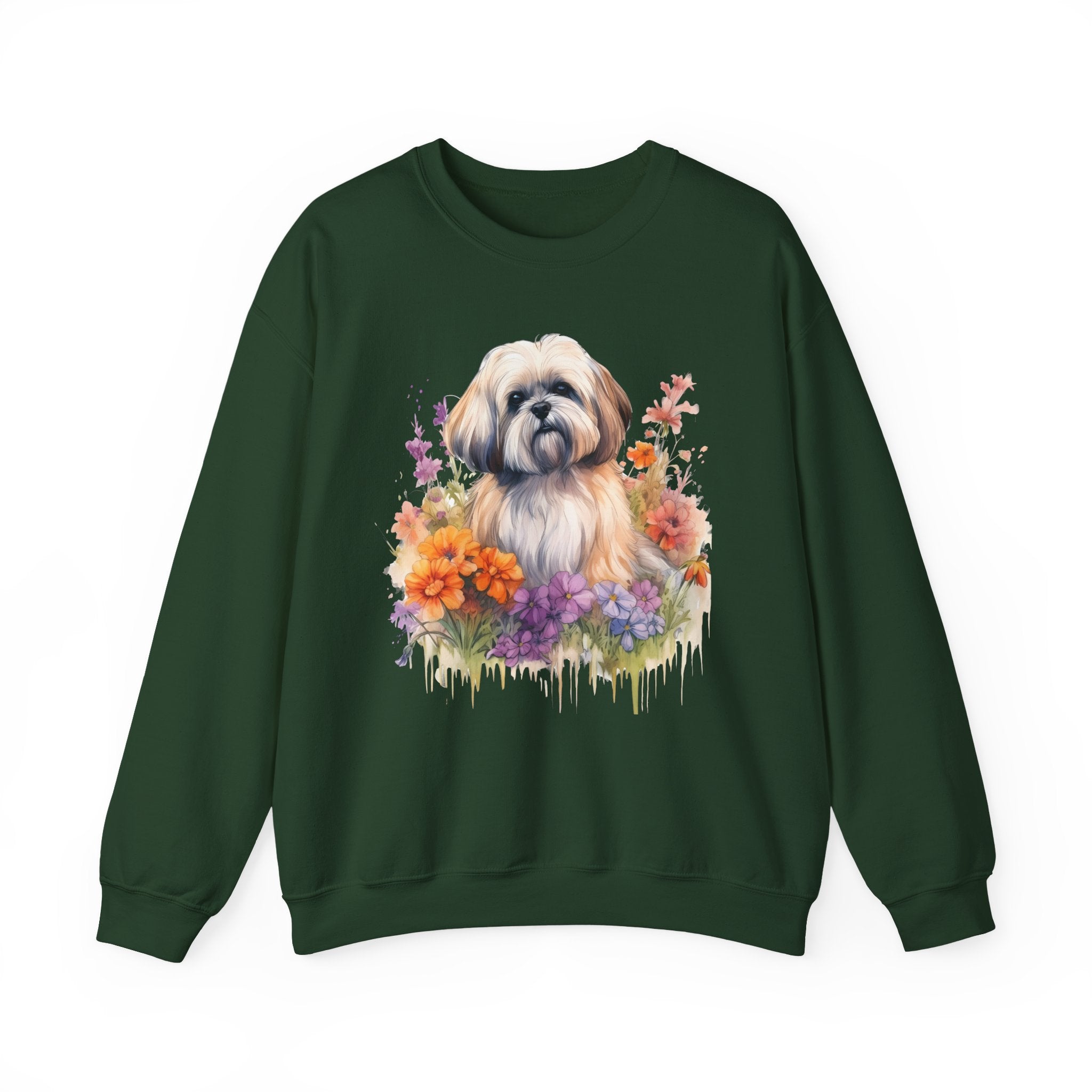 37 Sweatshirt -Shih Tzu Floral Sweatshirt | Cute Dog Lover Crewneck | Flower Dog Graphic Sweatshirt | Shih Tzu Gift | Wildsyde Apparel
