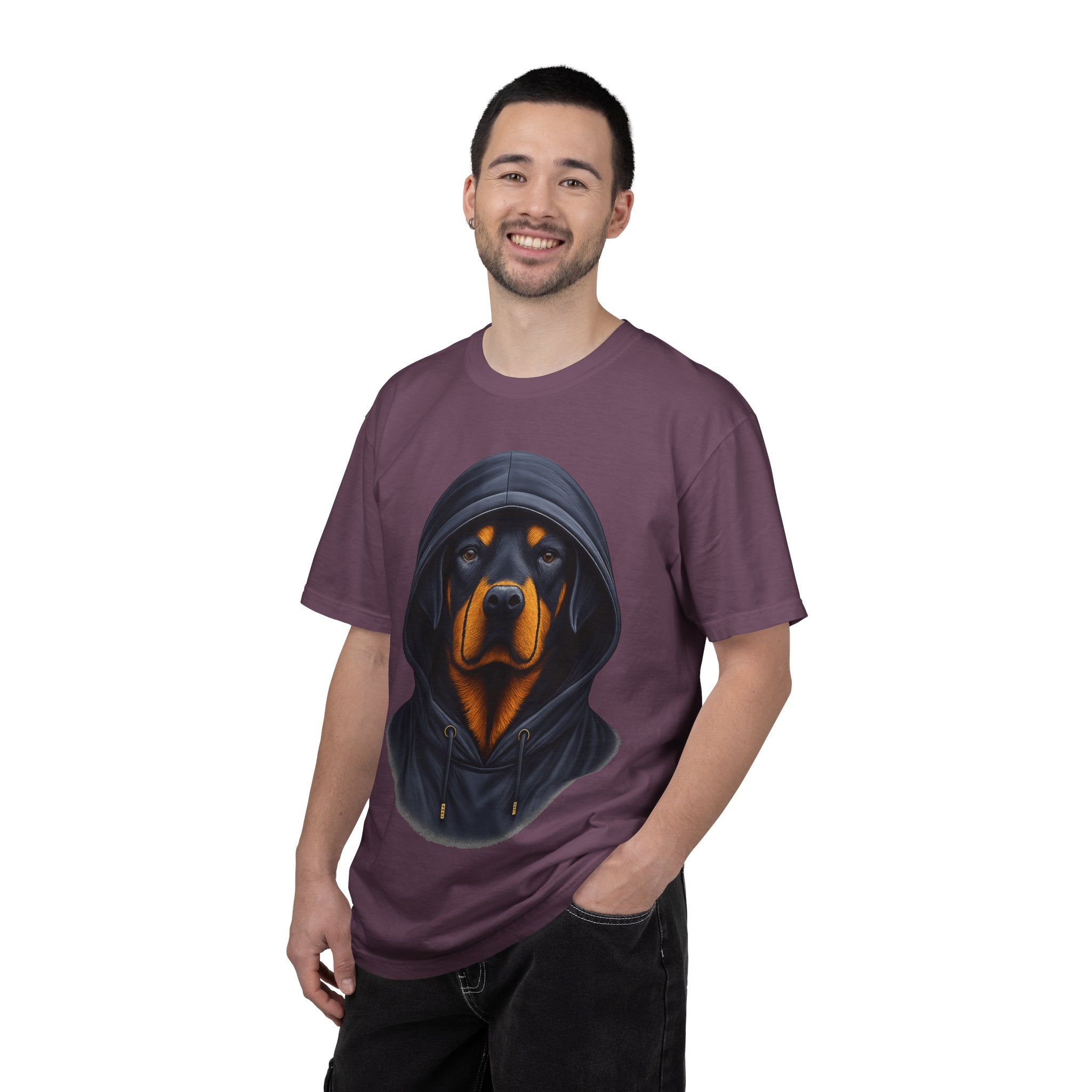 Hooded Rottweiler Portrait Tee – Unisex Powerful Dog Graphic T-Shirt