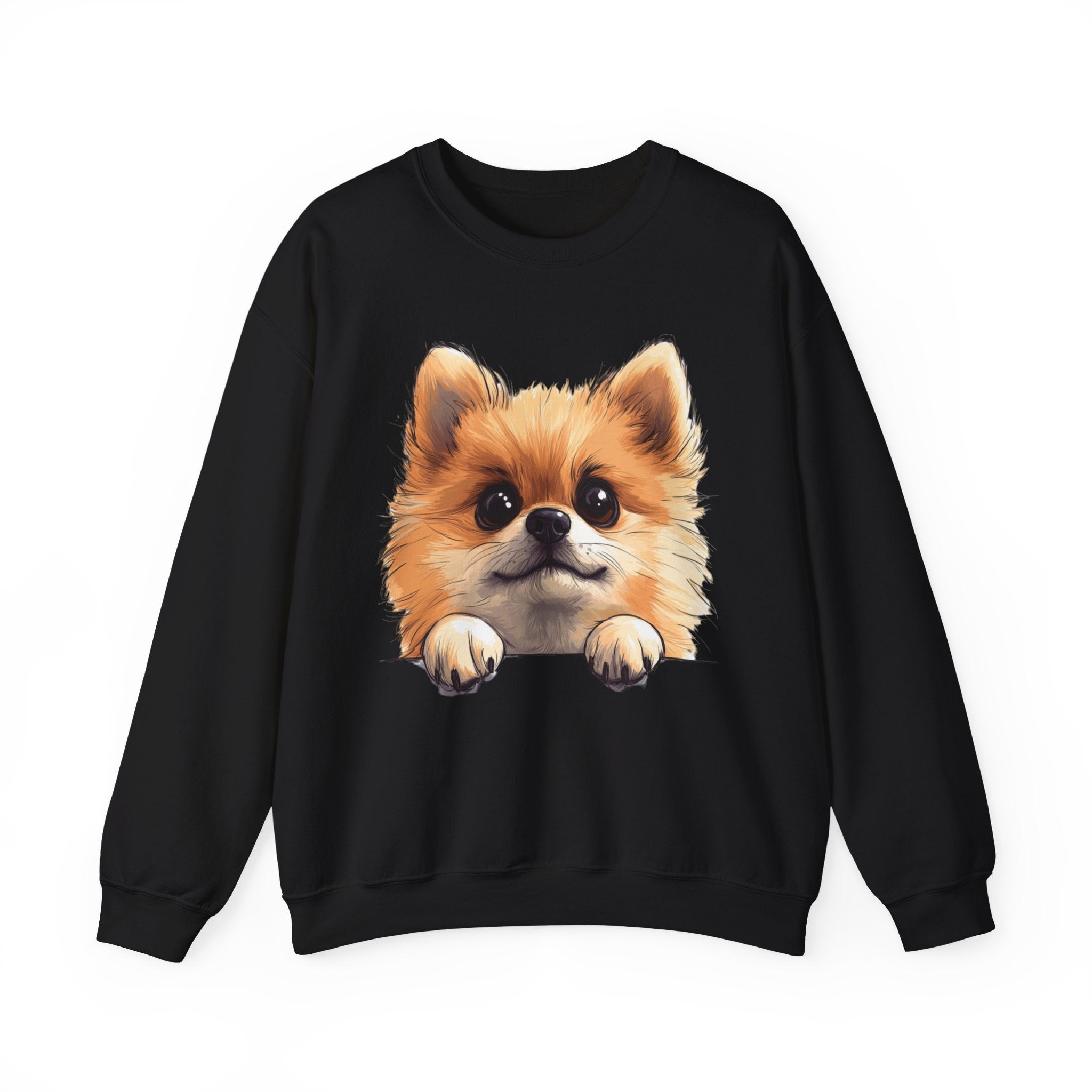 34 Sweatshirt - Pomeranian Sweatshirt | Cute Dog Lover Crewneck | Pom Pom Dog Graphic Sweatshirt | Fluffy Puppy Gift | Wildsyde Apparel