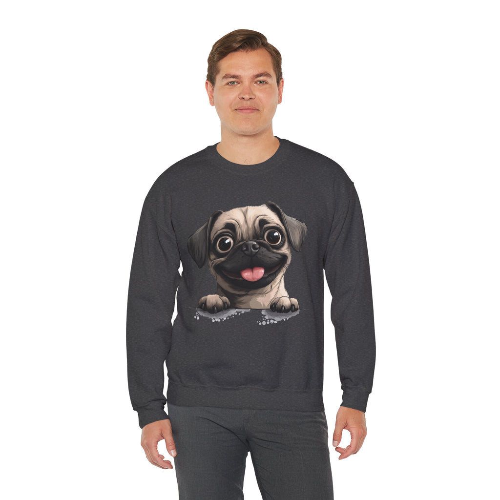 41 Sweatshirt - Happy Pug Sweatshirt | Cute Pug Crewneck | Funny Dog Lover Sweatshirt | Silly Dog Face Graphic | Wildsyde Apparel
