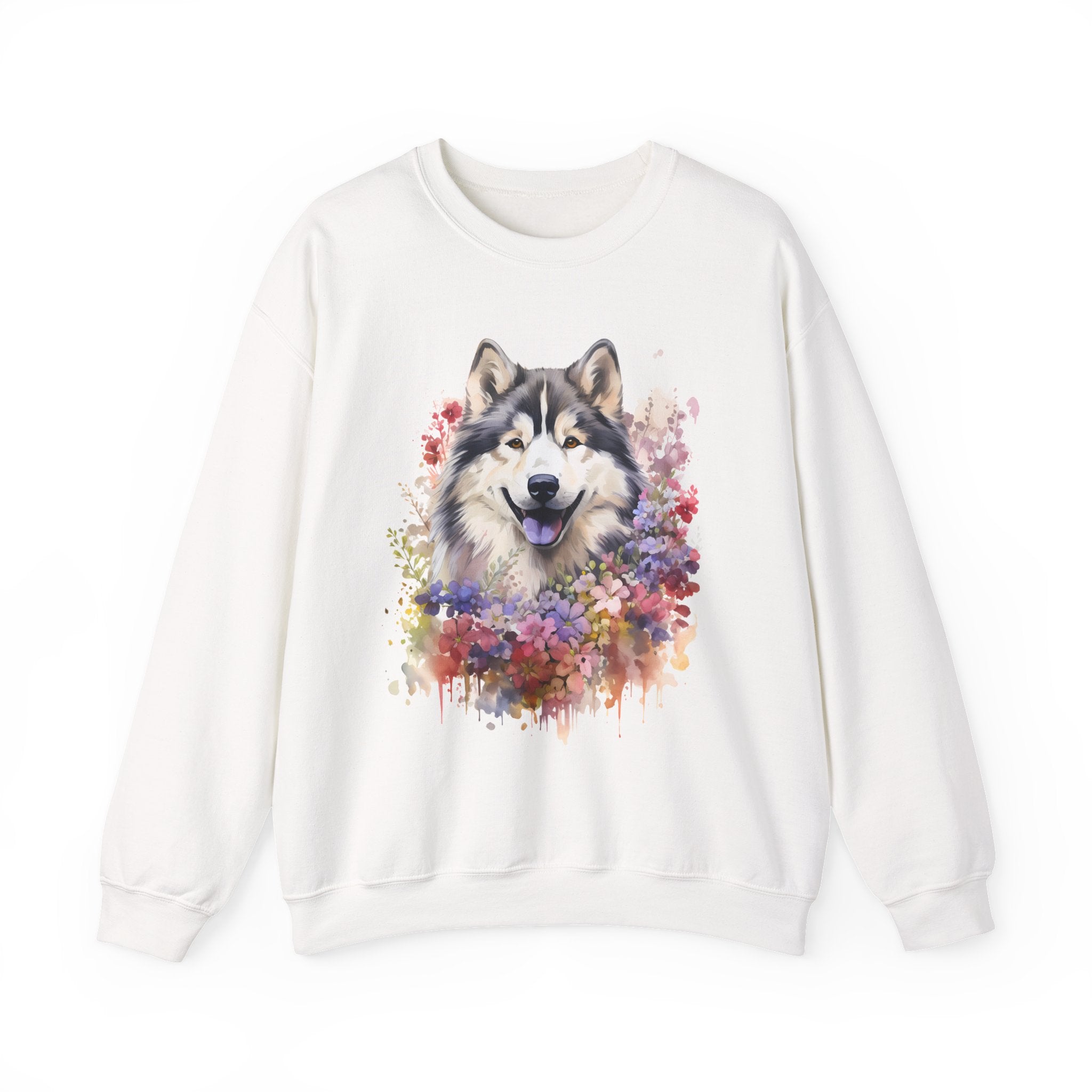 19 Sweatshirt - Alaskan Malamute Floral Portrait Sweatshirt