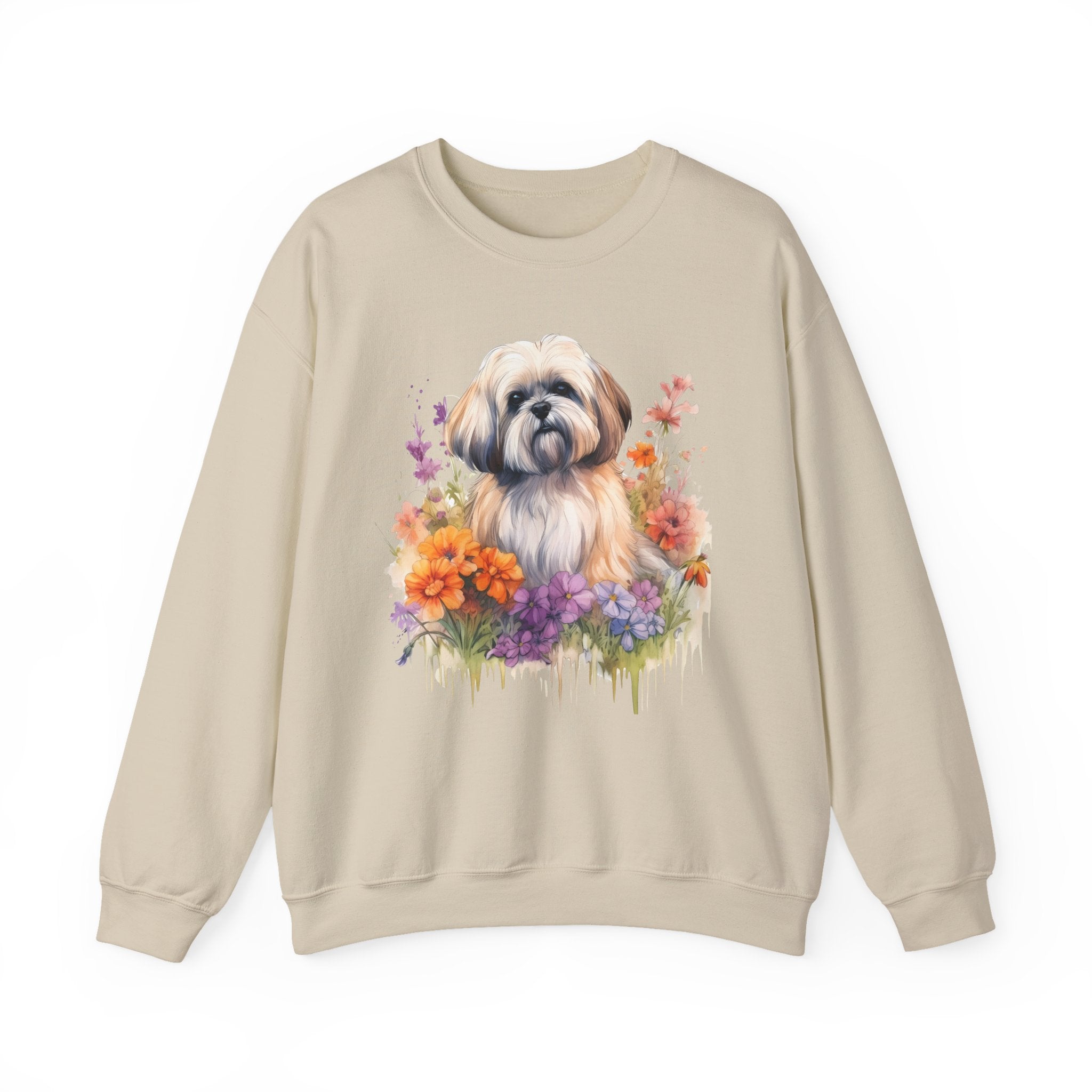 37 Sweatshirt -Shih Tzu Floral Sweatshirt | Cute Dog Lover Crewneck | Flower Dog Graphic Sweatshirt | Shih Tzu Gift | Wildsyde Apparel