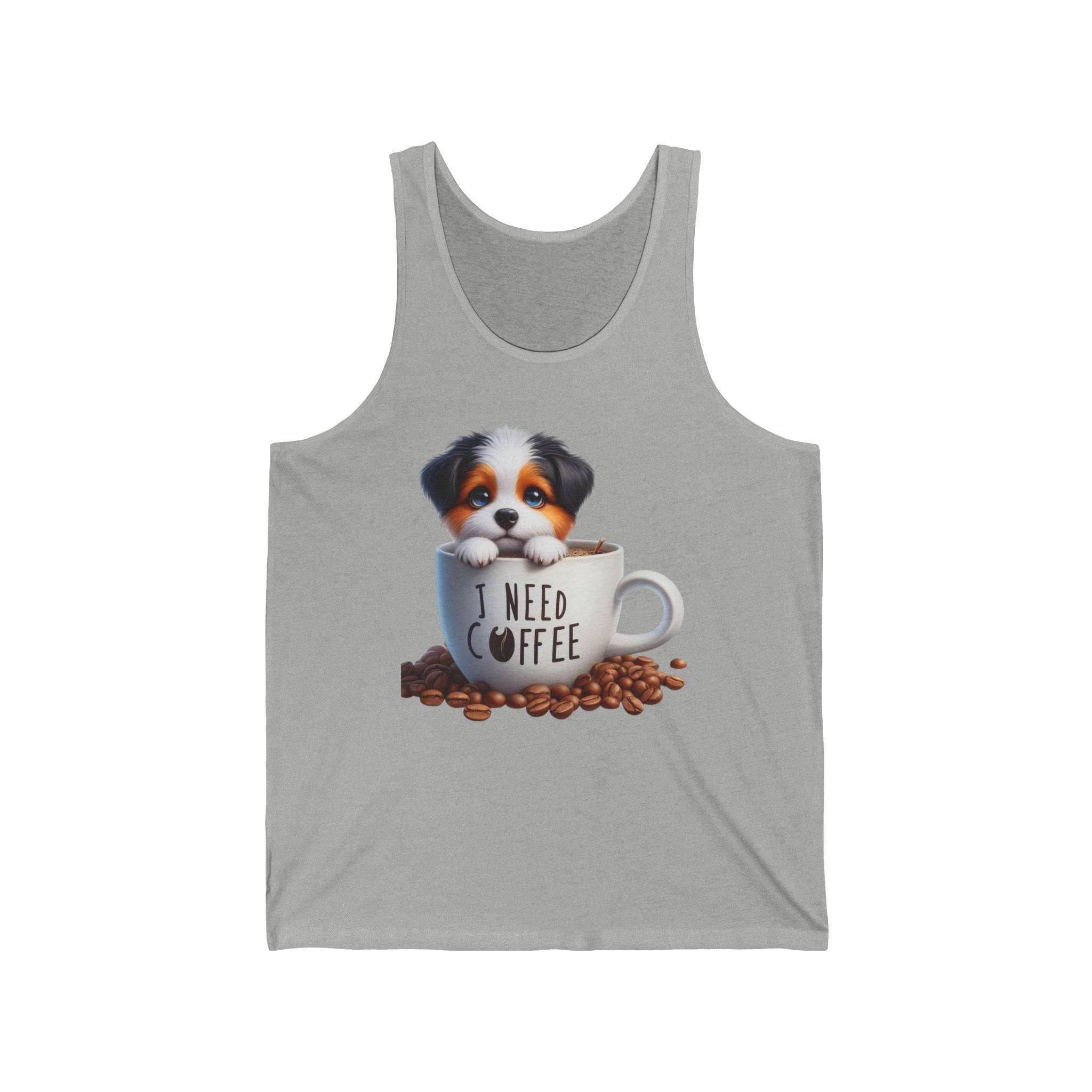23 Tank - I Need Coffee Puppy | Cute Dog Coffee Lover Tank Top